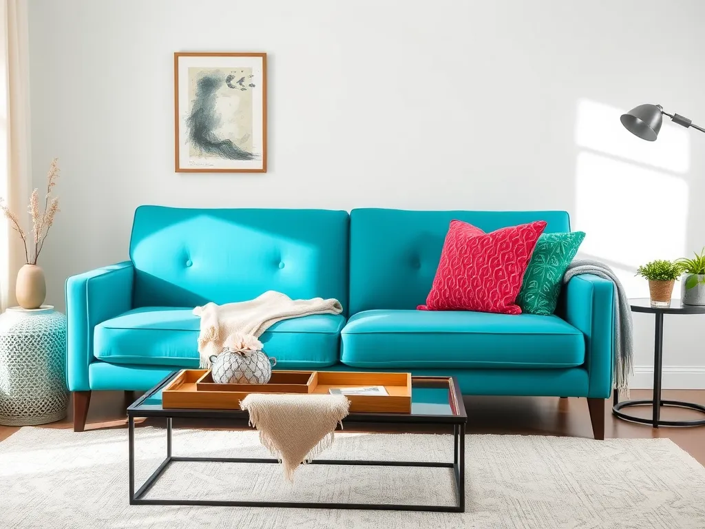 Turkusowa kanapa – jakie dodatki wybrać?